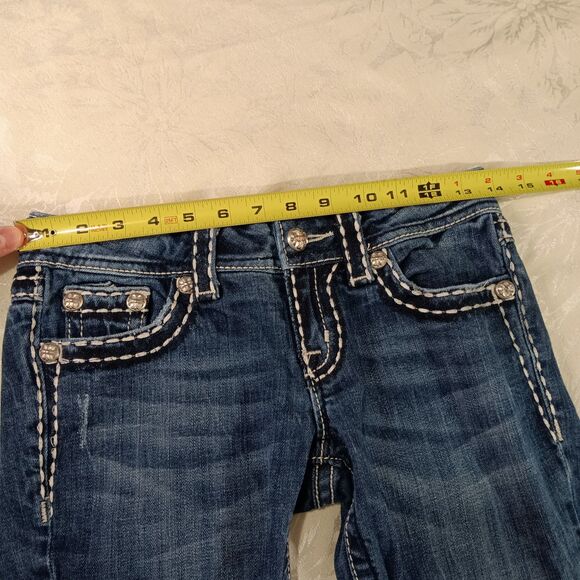 Miss Me Jeans Womens 26 Lowrise Bootcut Stretchy Distressed Embellished Y2K - Picture 9 of 12